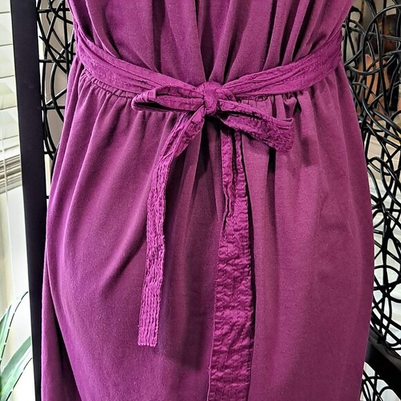 Ann Taylor Loft Size 6 Purple Sleeveless Ruffle Neck Tie Waist Dress EUC - Picture 7 of 13
